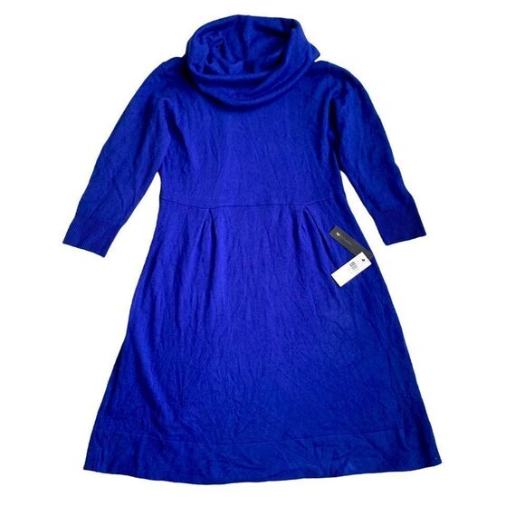 Sweater Dress Cobalt Blue Warm‎ Cozy Shawl Neck nwt Size L - Picture 1 of 2